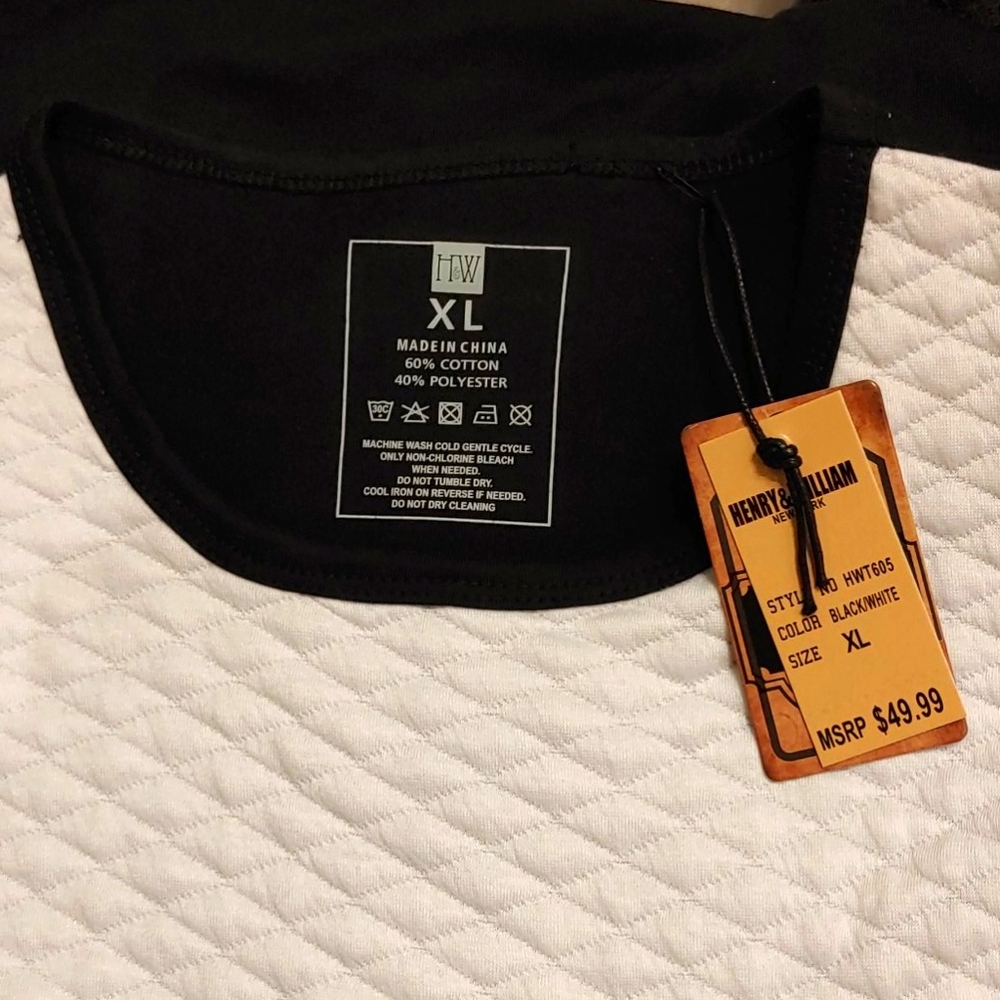 H&W NY Quilted Zipper tee sz XL NWT